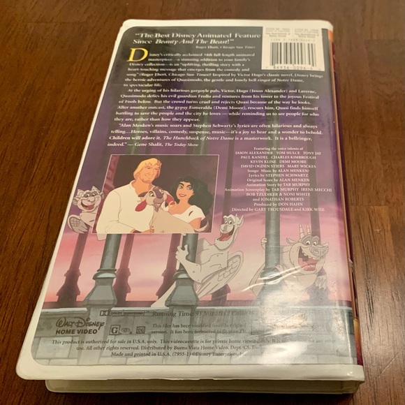 The Hunchback of Notre Dame VHS 1997 Walt Disney Masterpiece Collection Complete - Picture 3 of 4